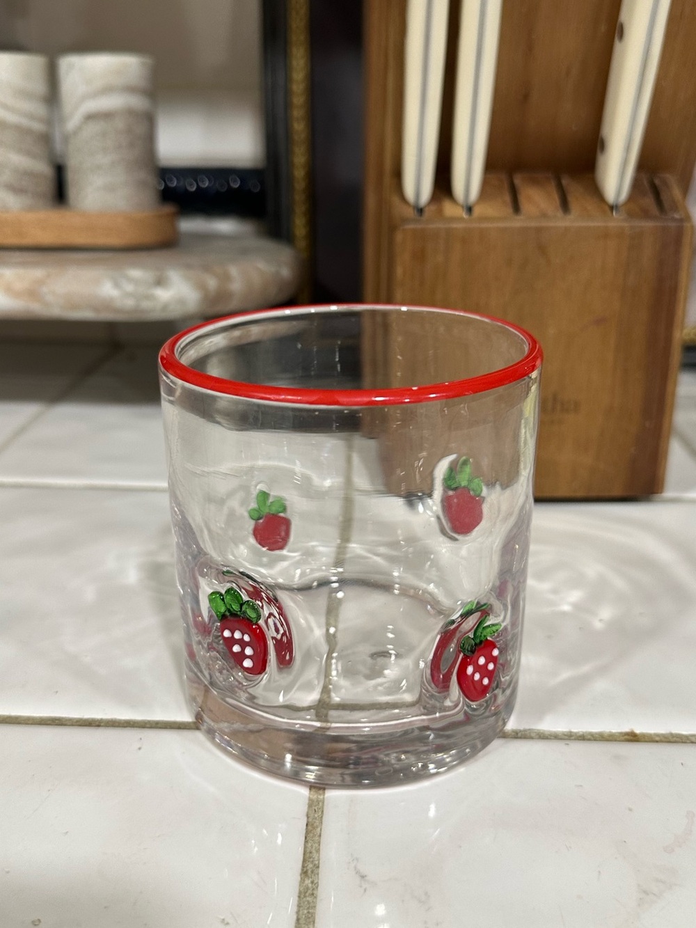 Red Strawberries Juice Icon Glass